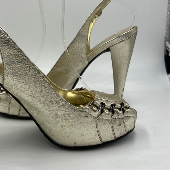 Gold Calvin Klein Heels with Metal Detailing 7.5 - Picture 11 of 12